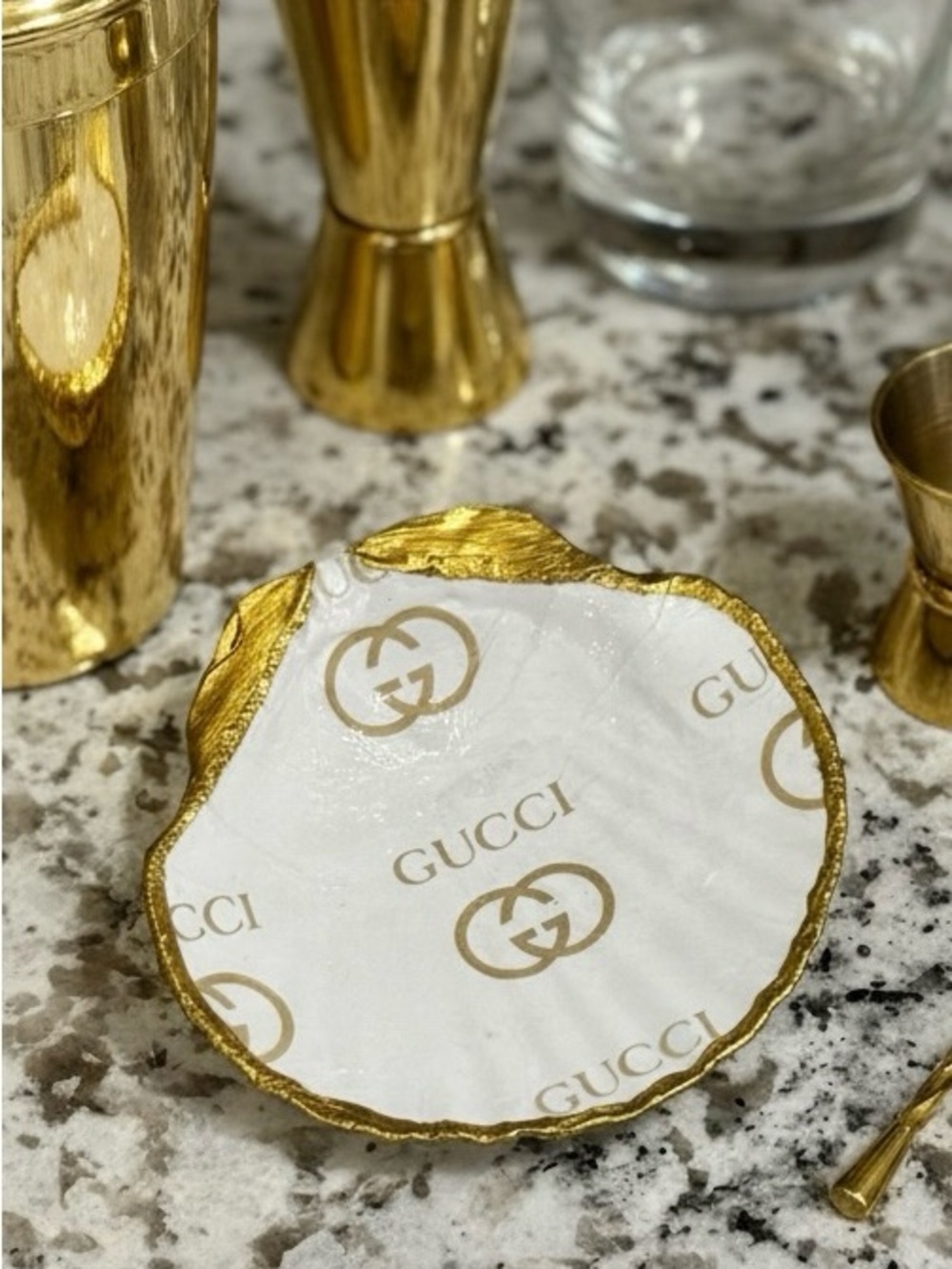 Hand Crafted GUCCI Trinket Shell Dish 5”